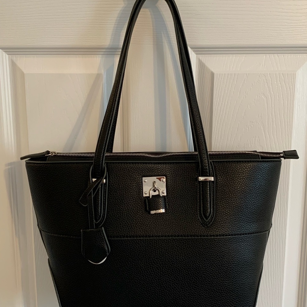 Gently used Black Nine West Tote with Blue lining